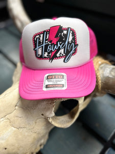 Pink Howdy Lightening Bolt Trucker Hat