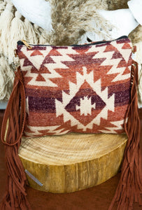 Sante Fe Saddle blanket  Fringe Crossbody- Red