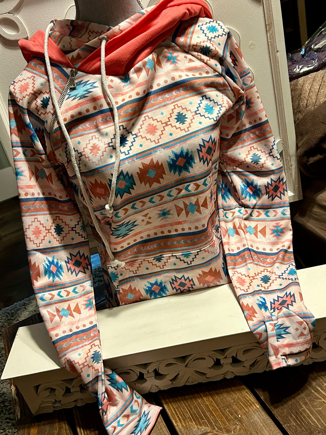 Cheeky’s Double Hood Aztec Hoodie