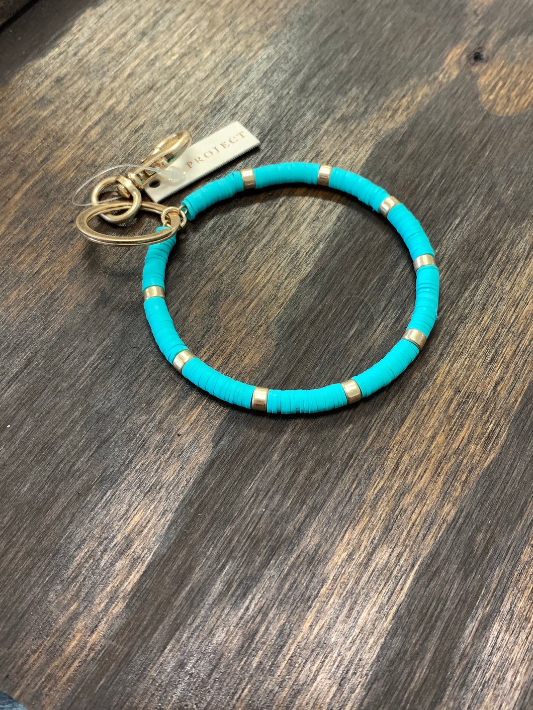 Turquoise silicone keychain bangle