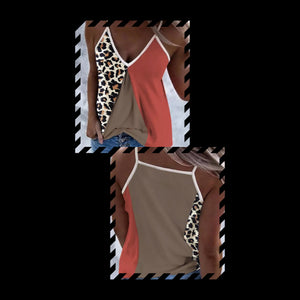 Leopard Color-block Cami