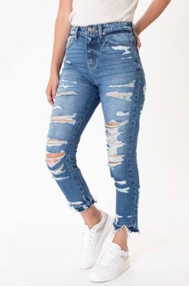 KanCan distressed high rise classic skinny jean