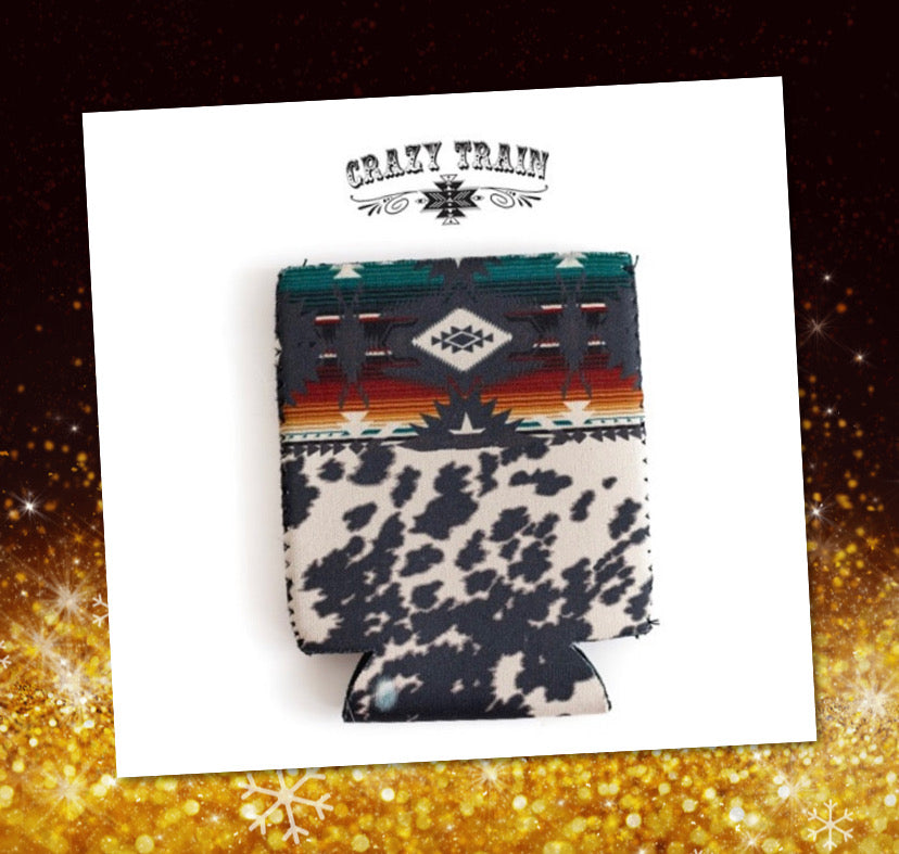 Cowhide and Serape short Koozie